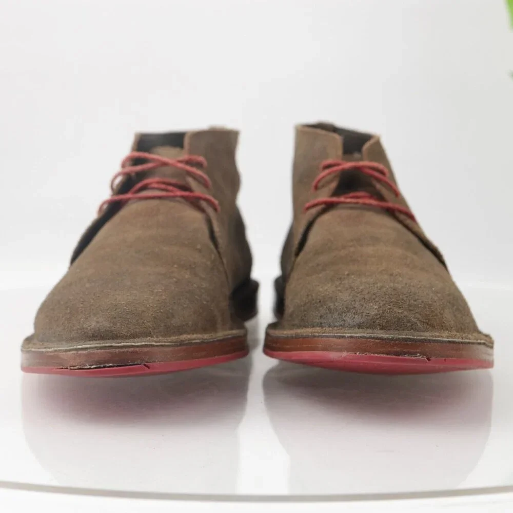 Cole Haan Mens Paul Chukka Boot Size 9 Brown Distressed Leather Plain Toe LaceUp